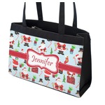 Santa and Presents Zippered Everyday Tote w/ Name or Text