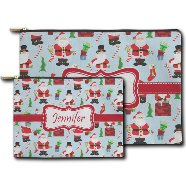 Santas w/ Presents Zippered Pouches - Size Comparison