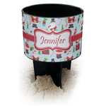 Santa and Presents Black Beach Spiker Drink Holder (Personalized)