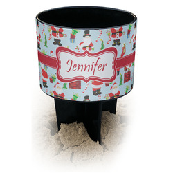 Santa and Presents Black Beach Spiker Drink Holder (Personalized)