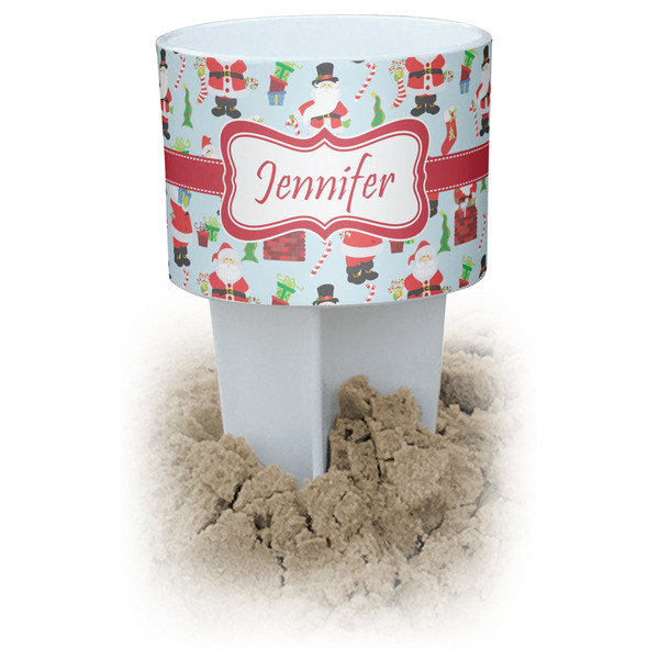 Custom Santa and Presents White Beach Spiker Drink Holder (Personalized)