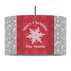Snowflakes 12" Drum Pendant Lamp - Fabric (Personalized)