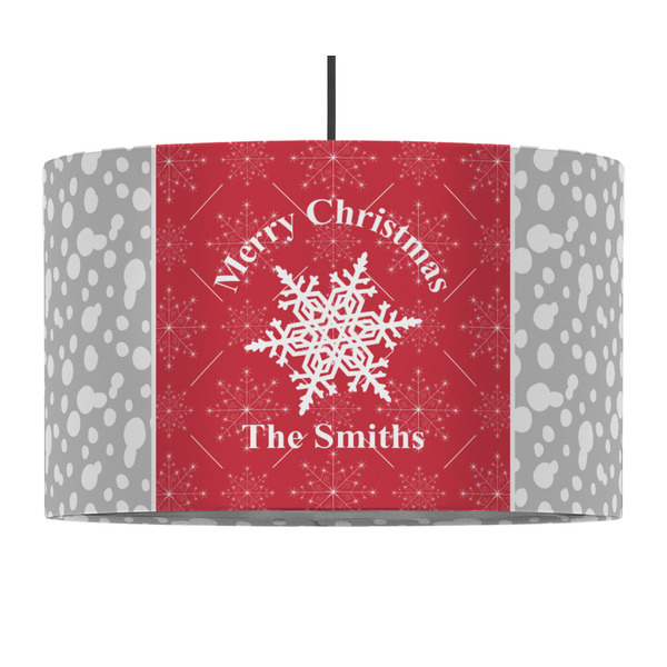 Snowflakes 12" Drum Lampshade - PENDANT (Fabric)