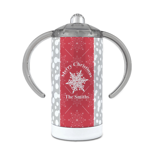 Custom Snowflakes 12 oz Stainless Steel Sippy Cup (Personalized)