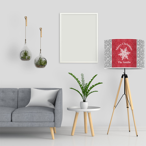 Snowflakes 16" Drum Lampshade - LIFESTYLE