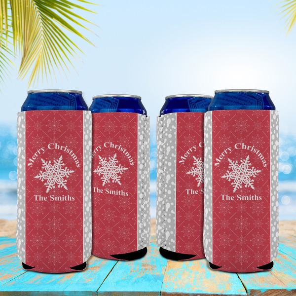 Snowflakes 16oz Can Sleeve - Set of 4 - LIFESTYLE