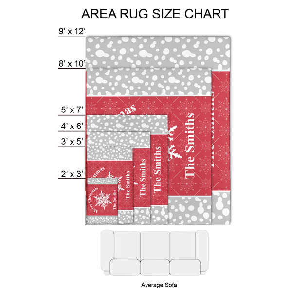 Snowflakes 2'x3' Indoor Area Rugs - Size Chart