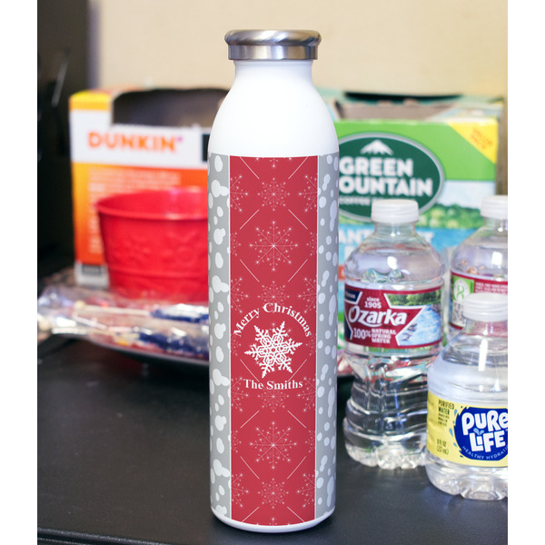 Snowflakes 20oz Water Bottles - Full Print - In Context