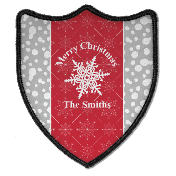 Custom Snowflakes Iron On Shield Patch B w/ Name or Text
