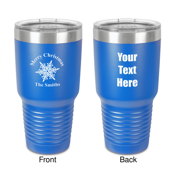 Custom Snowflakes 30 oz Stainless Steel Tumbler - Royal Blue - Double-Sided (Personalized)