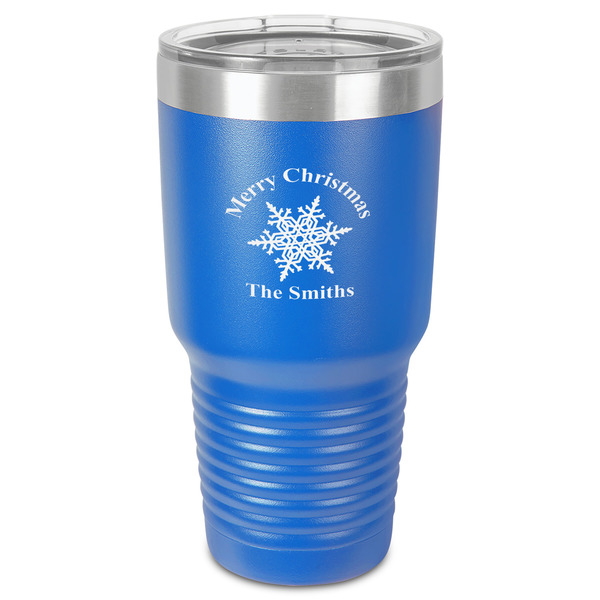 Custom Snowflakes 30 oz Stainless Steel Tumbler - Royal Blue - Single-Sided (Personalized)