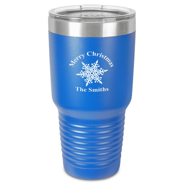 Snowflakes 30 oz Stainless Steel Ringneck Tumbler - Blue - Front