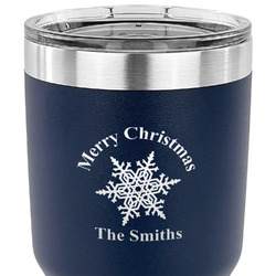 Snowflakes 30 oz Stainless Steel Tumbler - Navy - Double Sided (Personalized)