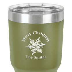 Snowflakes 30 oz Stainless Steel Tumbler - Olive - Double-Sided (Personalized)
