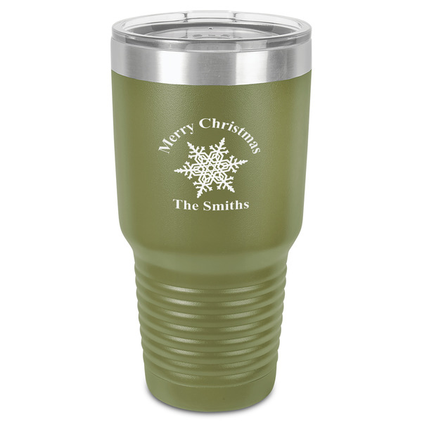 Custom Snowflakes 30 oz Stainless Steel Tumbler - Olive - Single-Sided (Personalized)