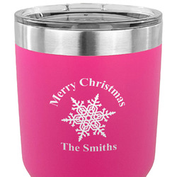 Snowflakes 30 oz Stainless Steel Tumbler - Pink - Double Sided (Personalized)