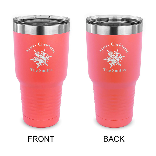 Custom Snowflakes 30 oz Stainless Steel Tumbler - Coral - Double Sided (Personalized)