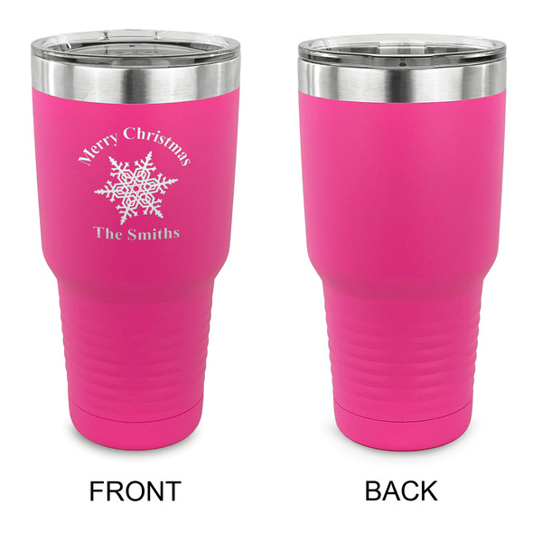 Snowflakes 30 oz Stainless Steel Ringneck Tumblers - Pink - Single Sided - APPROVAL