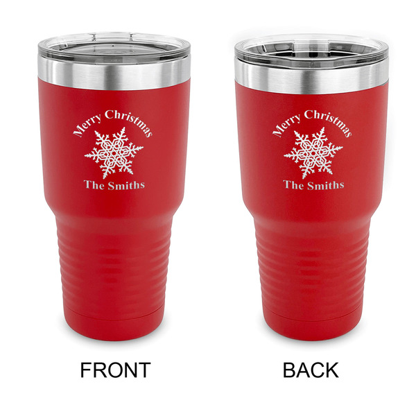 Custom Snowflakes 30 oz Stainless Steel Tumbler - Red - Double Sided (Personalized)