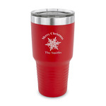 Snowflakes 30 oz Stainless Steel Tumbler - Red - Single Sided (Personalized)
