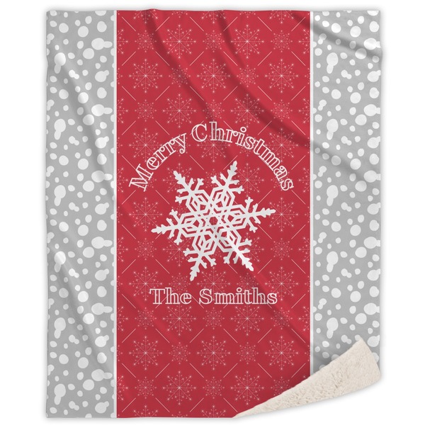 Custom Snowflakes Sherpa Throw Blanket - 50"x60" (Personalized)