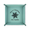Snowflakes 6" x 6" Teal Leatherette Snap Up Tray - FOLDED UP