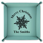 Snowflakes Teal Faux Leather Valet Tray (Personalized)