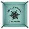 Snowflakes 9" x 9" Teal Leatherette Snap Up Tray - FOLDED