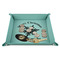 Snowflakes 9" x 9" Teal Leatherette Snap Up Tray - STYLED