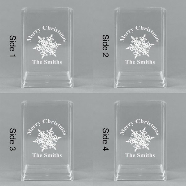 Snowflakes Acrylic Pen Holder - All Sides