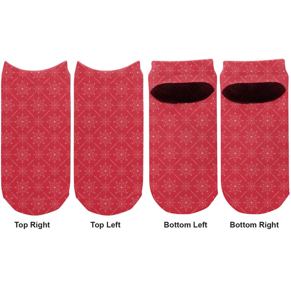 Snowflakes Adult Ankle Socks - Double Pair - Front and Back - Apvl