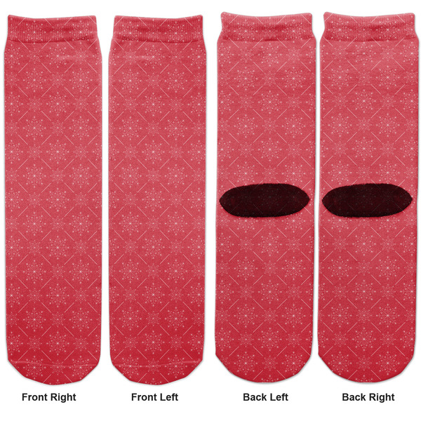 Snowflakes Adult Crew Socks - Double Pair - Front and Back - Apvl