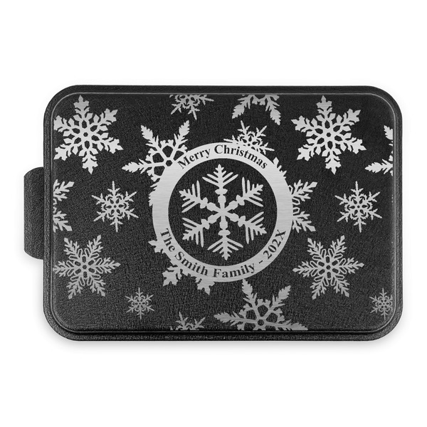 Snowflakes Aluminum Baking Pan - Black Lid - FRONT