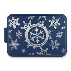 Snowflakes Aluminum Baking Pan with Navy Lid (Personalized)