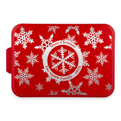 Snowflakes Aluminum Baking Pan with Red Lid (Personalized)