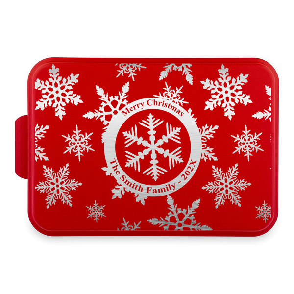 Custom Snowflakes Aluminum Baking Pan with Red Lid (Personalized)