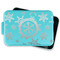 Snowflakes Aluminum Baking Pan - Teal Lid - FRONT w/ lid off