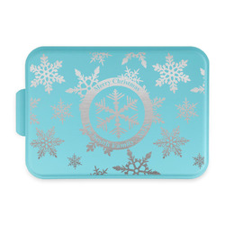 Snowflakes Aluminum Baking Pan with Teal Lid (Personalized)