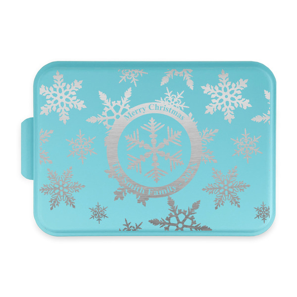 Custom Snowflakes Aluminum Baking Pan with Teal Lid (Personalized)