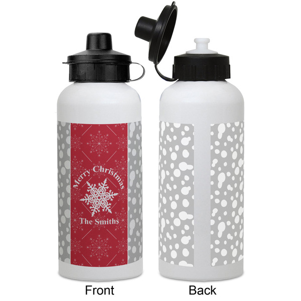 Snowflakes Aluminum Water Bottle - White APPROVAL