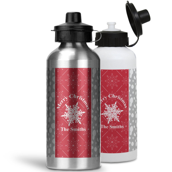 Snowflakes Aluminum Water Bottles - MAIN (white &silver)