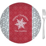 Snowflakes Glass Appetizer / Dessert Plate 8" (Personalized)
