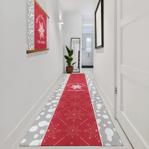 Snowflakes Area Rug Sizes - In Context (vertical)