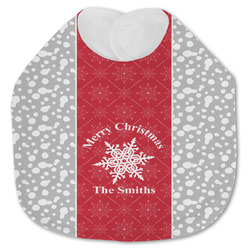 Snowflakes Jersey Knit Baby Bib w/ Name or Text