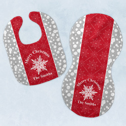Snowflakes Baby Bib & Burp Set w/ Name or Text