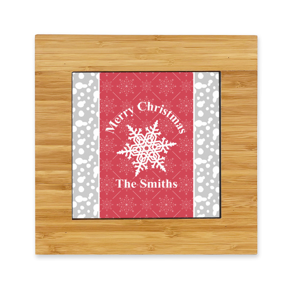 Custom Snowflakes Bamboo Trivet with Ceramic Tile Insert (Personalized)