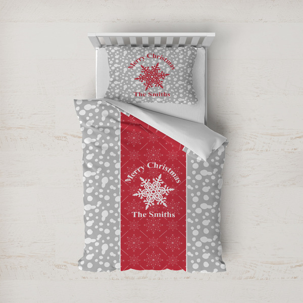 Custom Snowflakes Duvet Cover Set - Twin (Personalized)
