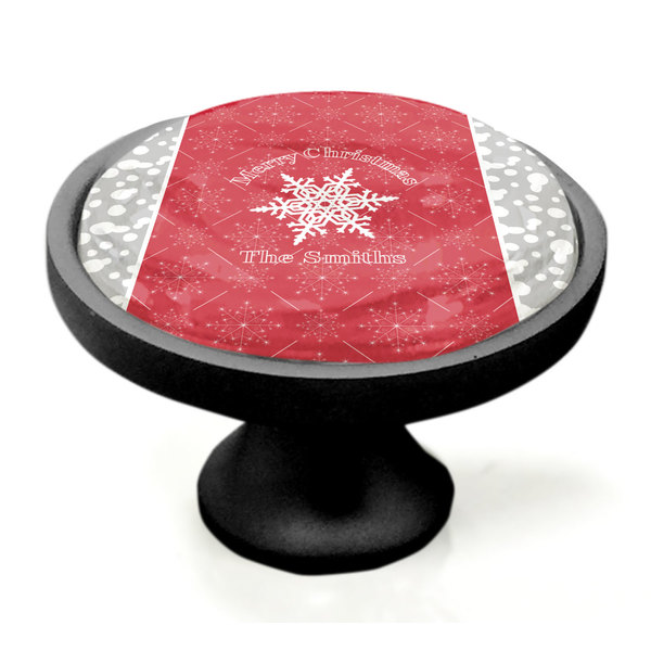 Snowflakes Black Custom Cabinet Knob (Side)