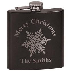 Snowflakes Black Flask Set (Personalized)