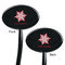 Snowflakes Black Plastic 7" Stir Stick - Double Sided - Oval - Front & Back